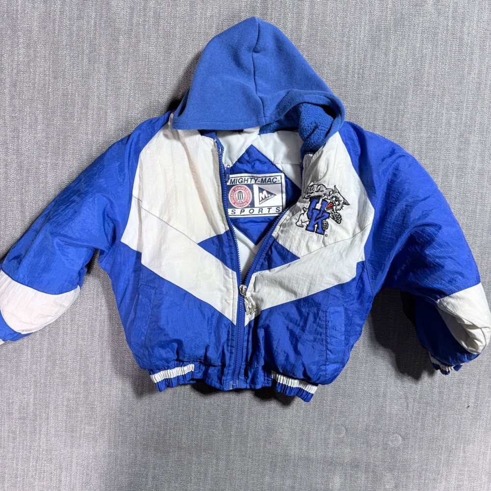 Vintage Mighty-Mac Kentucky Wildcats Hooded Jacket Kids Size 6 Blue White Zip